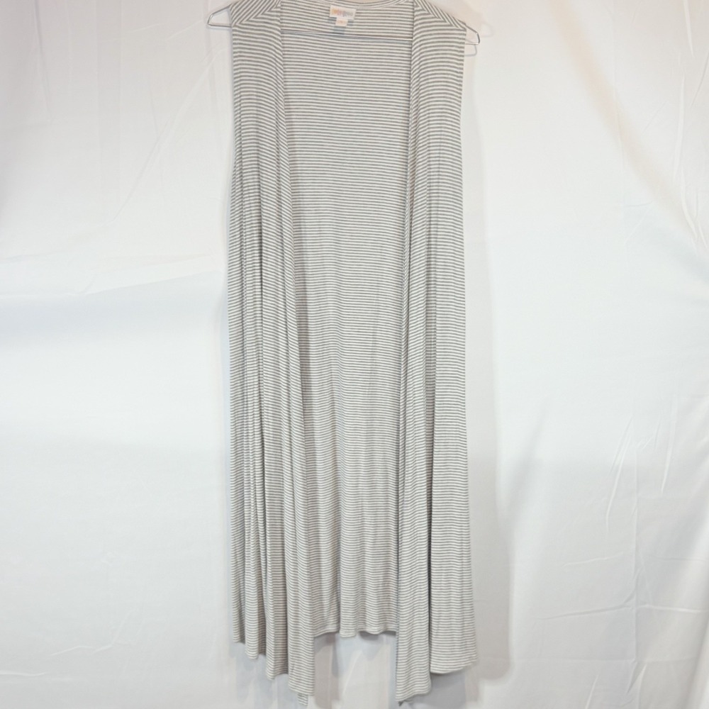 LuLaRoe Joy Women's Gray‎ Ribbed Knit Long-Length Tunic Vest Size Small Duster